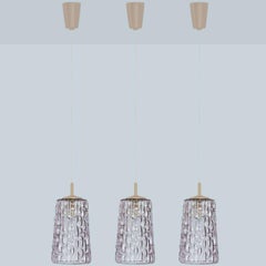 Several Purple Glass Pendant Lights in Style of Kalmar, 1950s