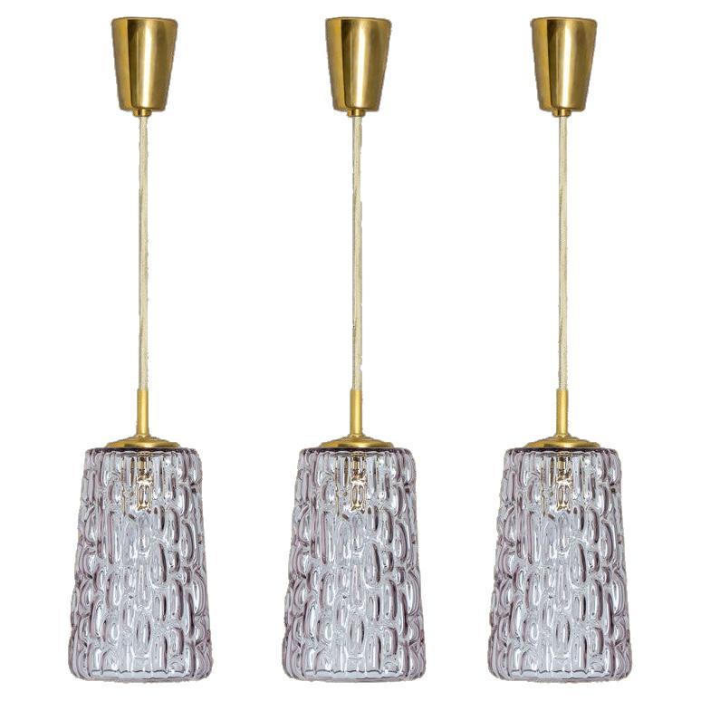 Plusieurs Lights en verre violet dans le style de Kalmar Lighting, années 1950