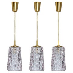 Several Purple Glass Pendant Lights in Style of Kalmar, 1950s