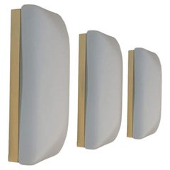 Several Rectangle White Opaque Glass Wall Lights by Glashütte Limburg, 1970