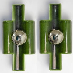 Several Rectangular Green Ceramic Wall Lights Ceramic by Pan, Denmark 1970