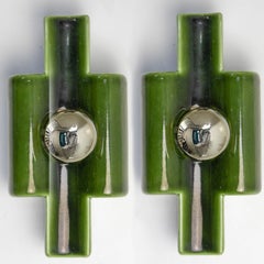 Several Rectangular Green Ceramic Wall Lights Ceramic by Pan, Denmark 1970