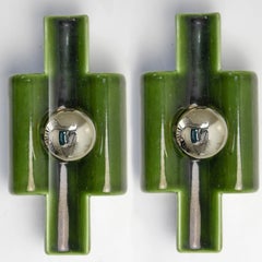 Several Rectangular Green Ceramic Wall Lights Ceramic, Denmark 1970
