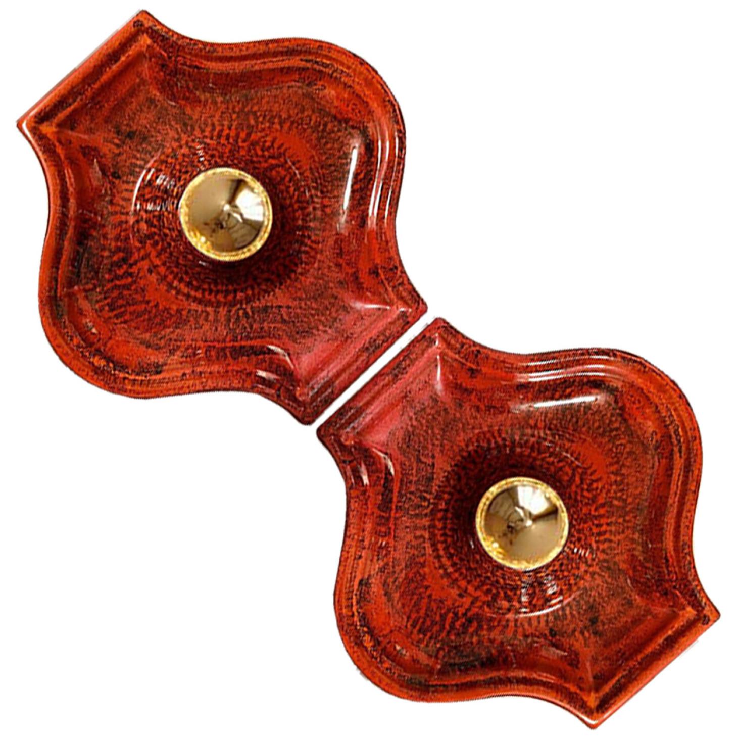 20th Century Several Red Ceramic Wall Lights Hustadt Keramik, Germany For Sale