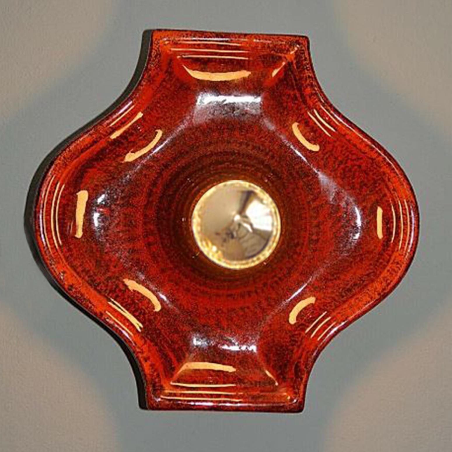 Several Red Ceramic Wall Lights Hustadt Keramik, Germany For Sale 1