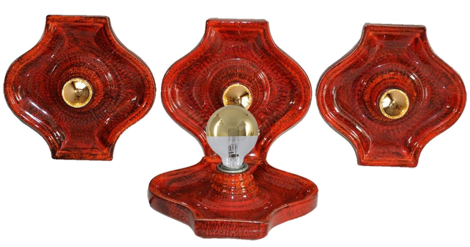 Several Red Ceramic Wall Lights Hustadt Keramik, Germany For Sale 2