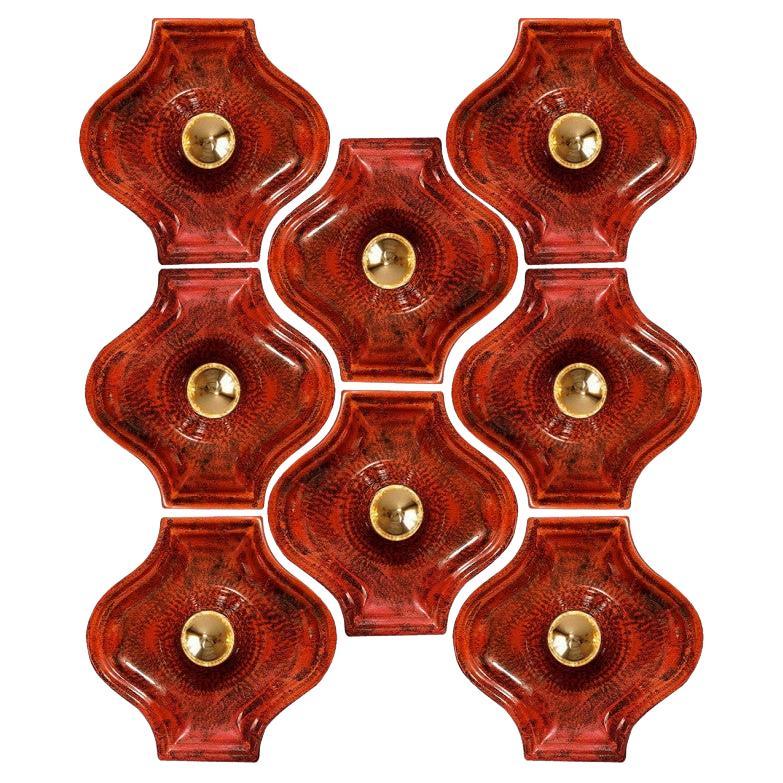 Several Red Ceramic Wall Lights Hustadt Keramik, Germany For Sale
