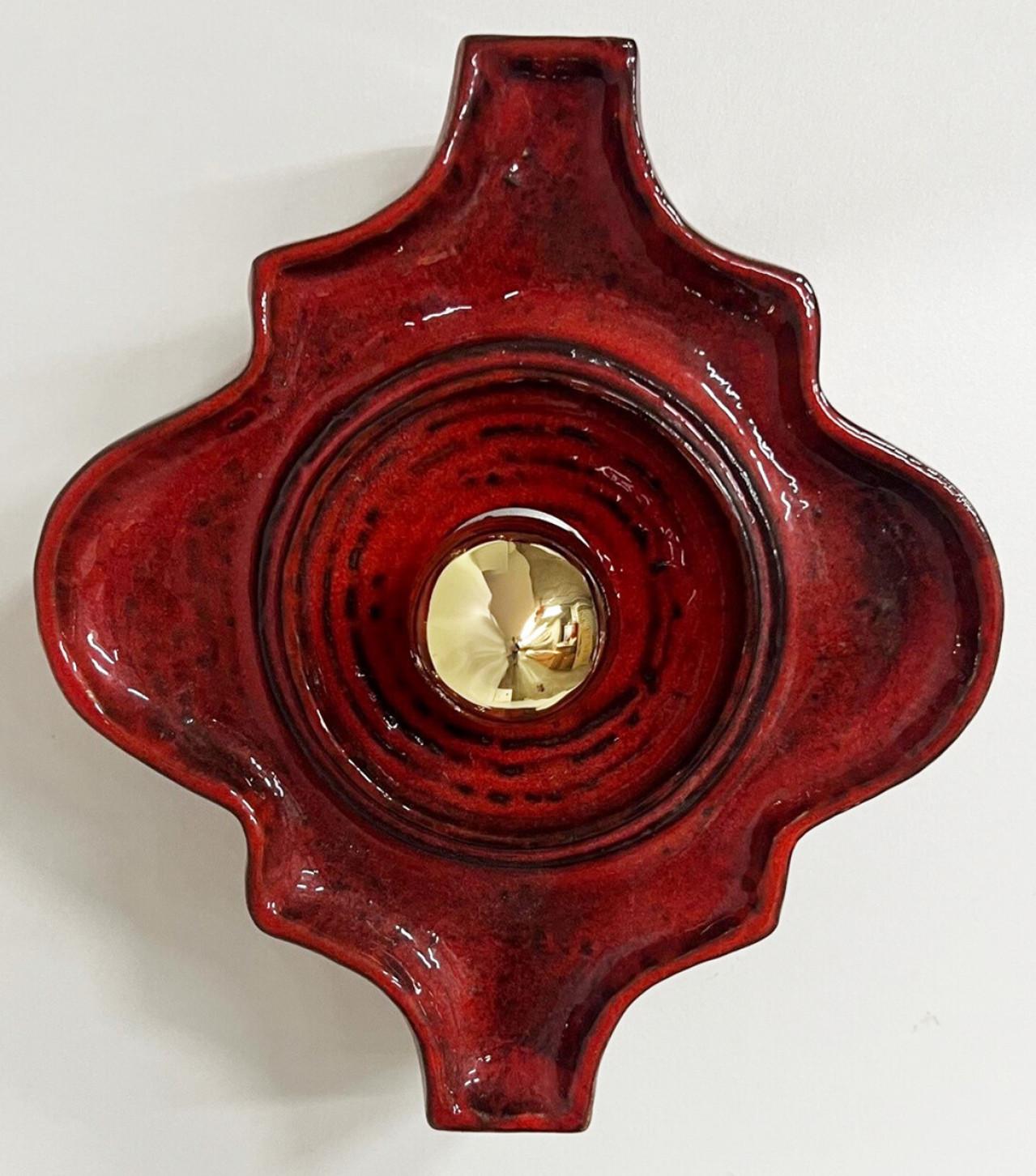 Several Red Toned Mixed Wall Lights in Glazed Ceramic Style, 1970 For Sale 7