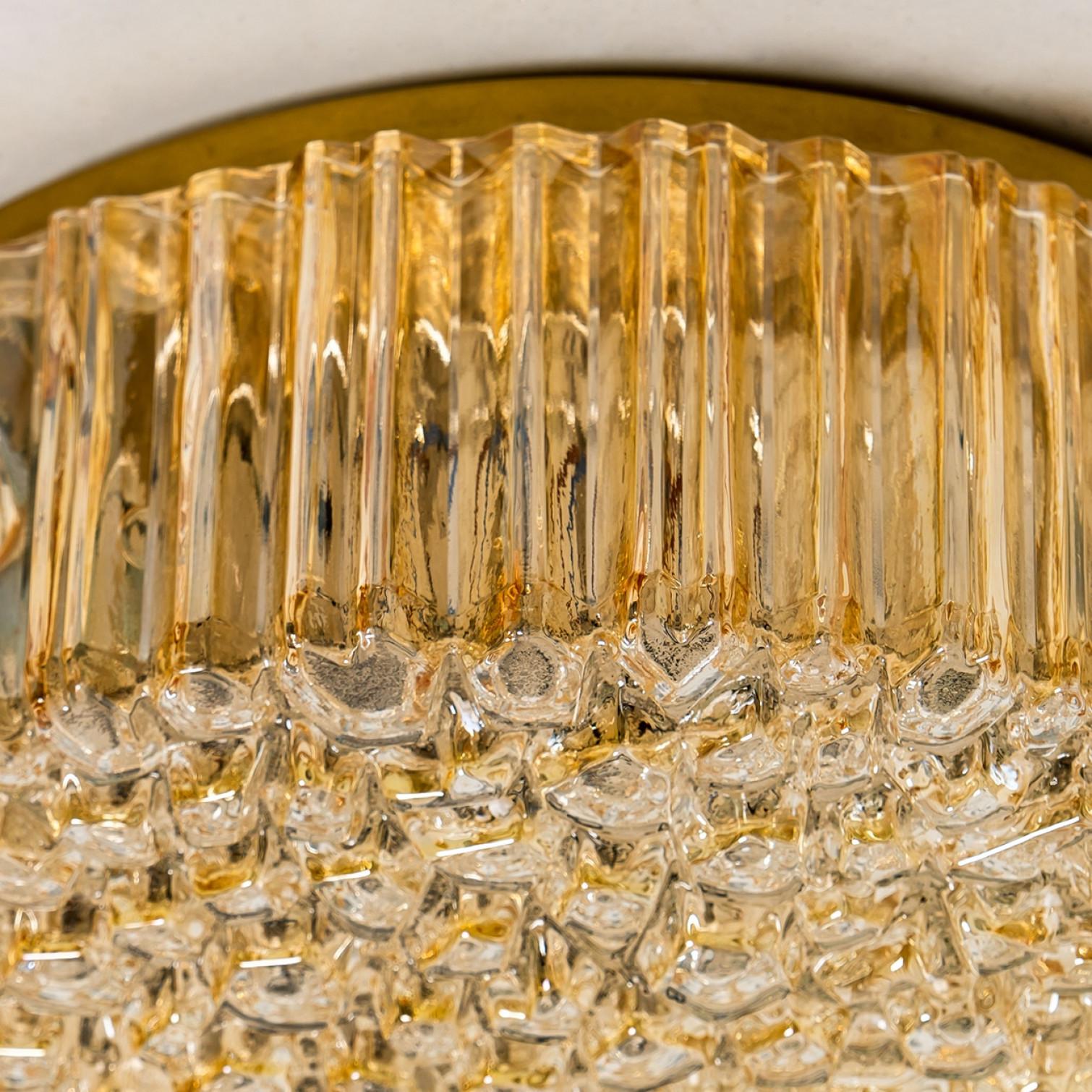 Other Several Round Amber Textured Glass Wall Lights Flush Mounts, Limburg, 1970 For Sale