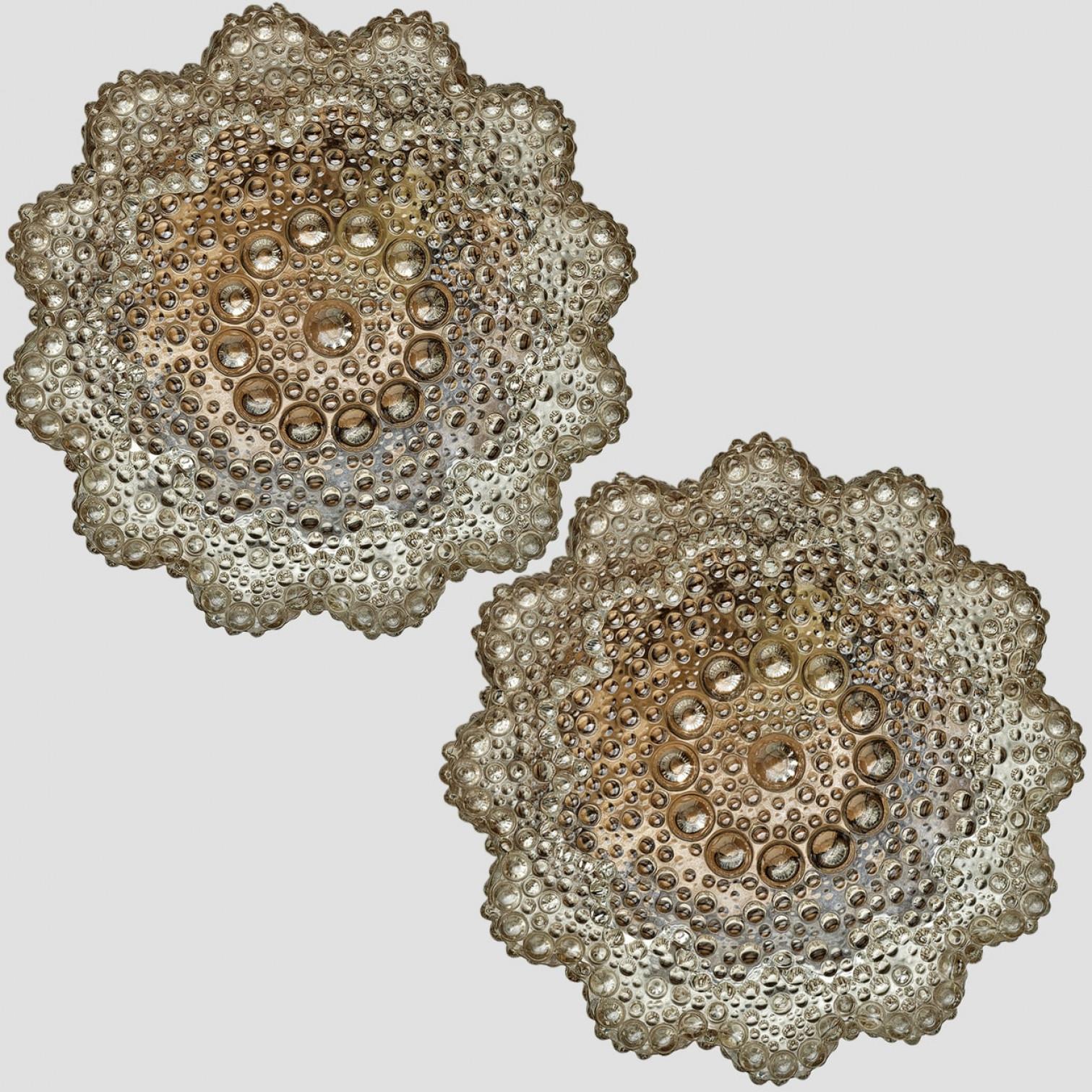 Metal Several Round Bubble Textured Glass Wall Lights, Style Helena Tynell For Sale