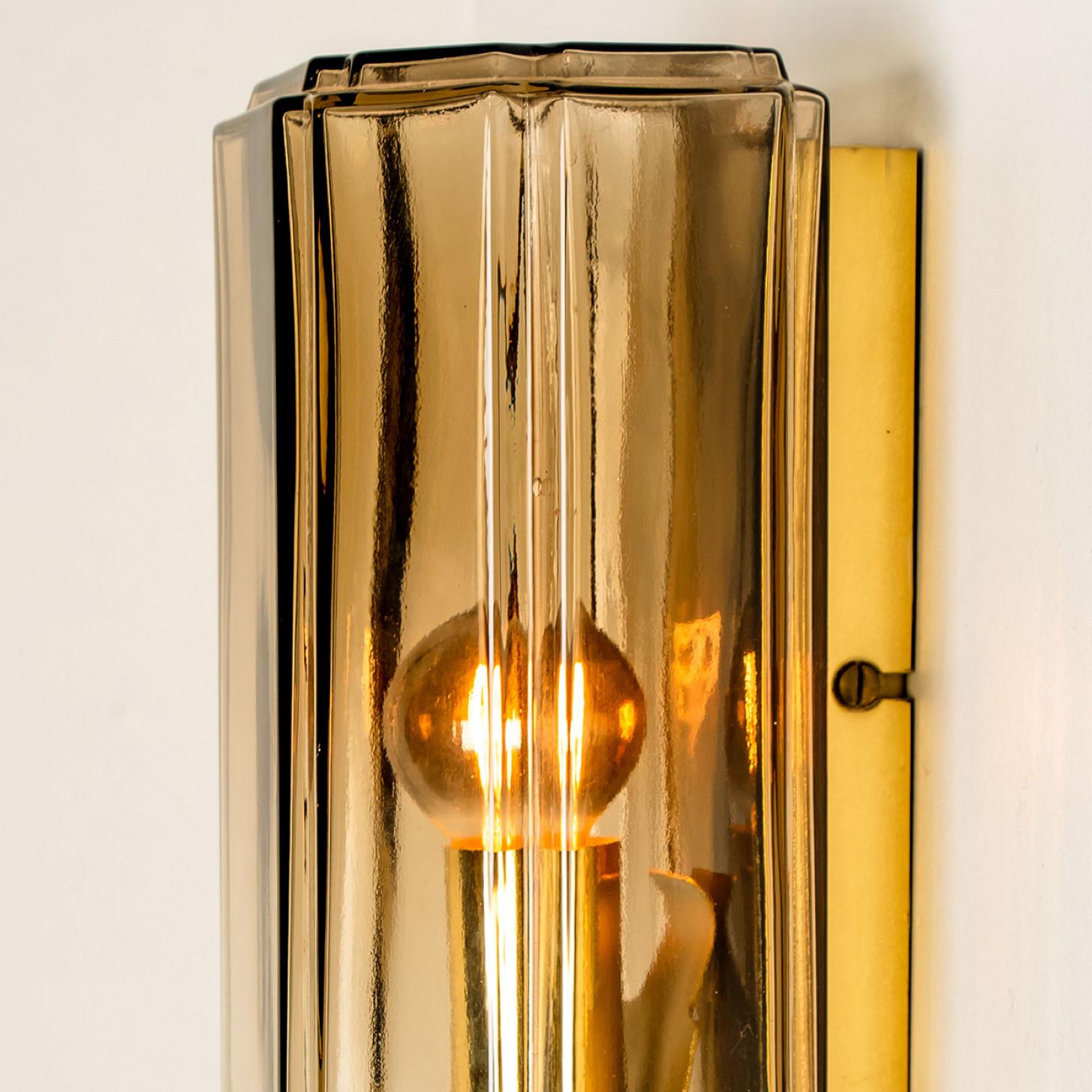 Several Smoked Glass Wall Lights Sconces by Glashütte Limburg, Germany, 1960 For Sale 3