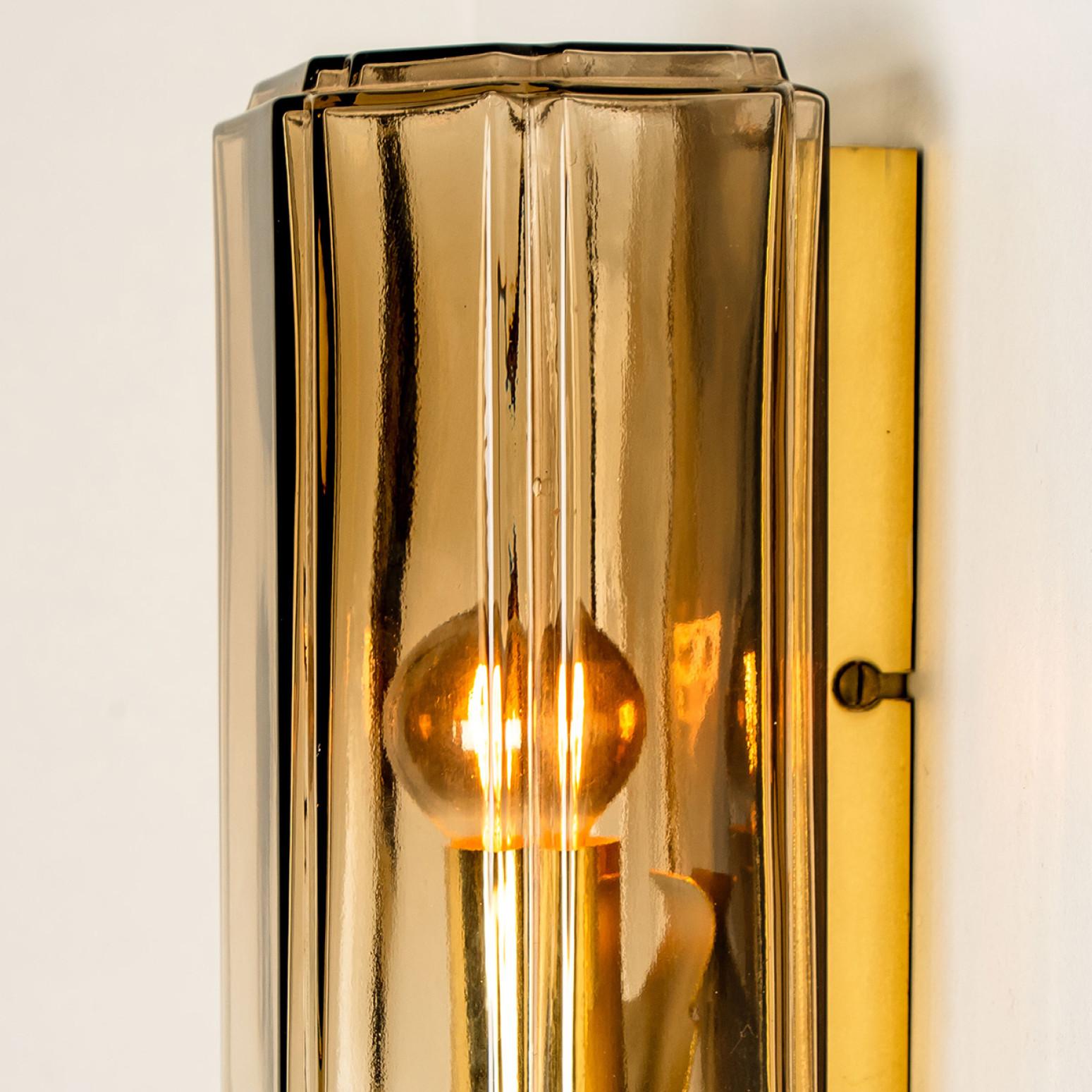 Several Smoked Glass Wall Lights Sconces by Glashütte Limburg, Germany, 1960 For Sale 4