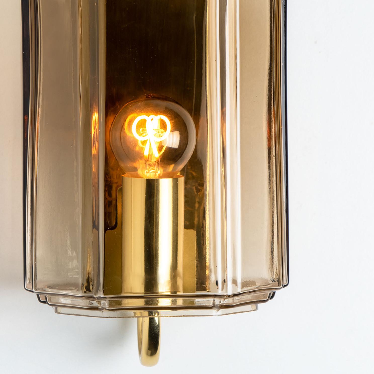 Several Smoked Glass Wall Lights Sconces by Glashütte Limburg, Germany, 1960 For Sale 6