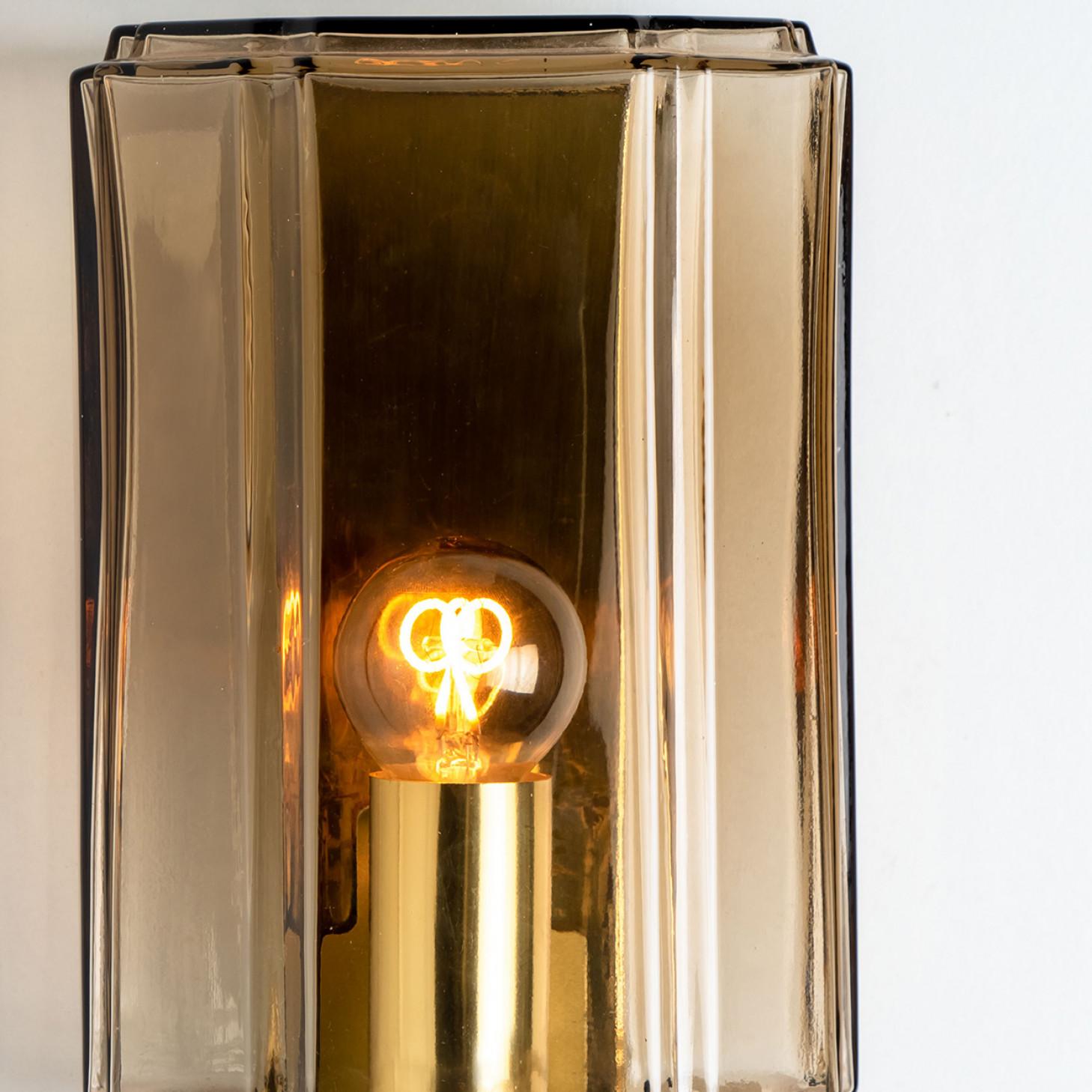 Several Smoked Glass Wall Lights Sconces by Glashütte Limburg, Germany, 1960 For Sale 6