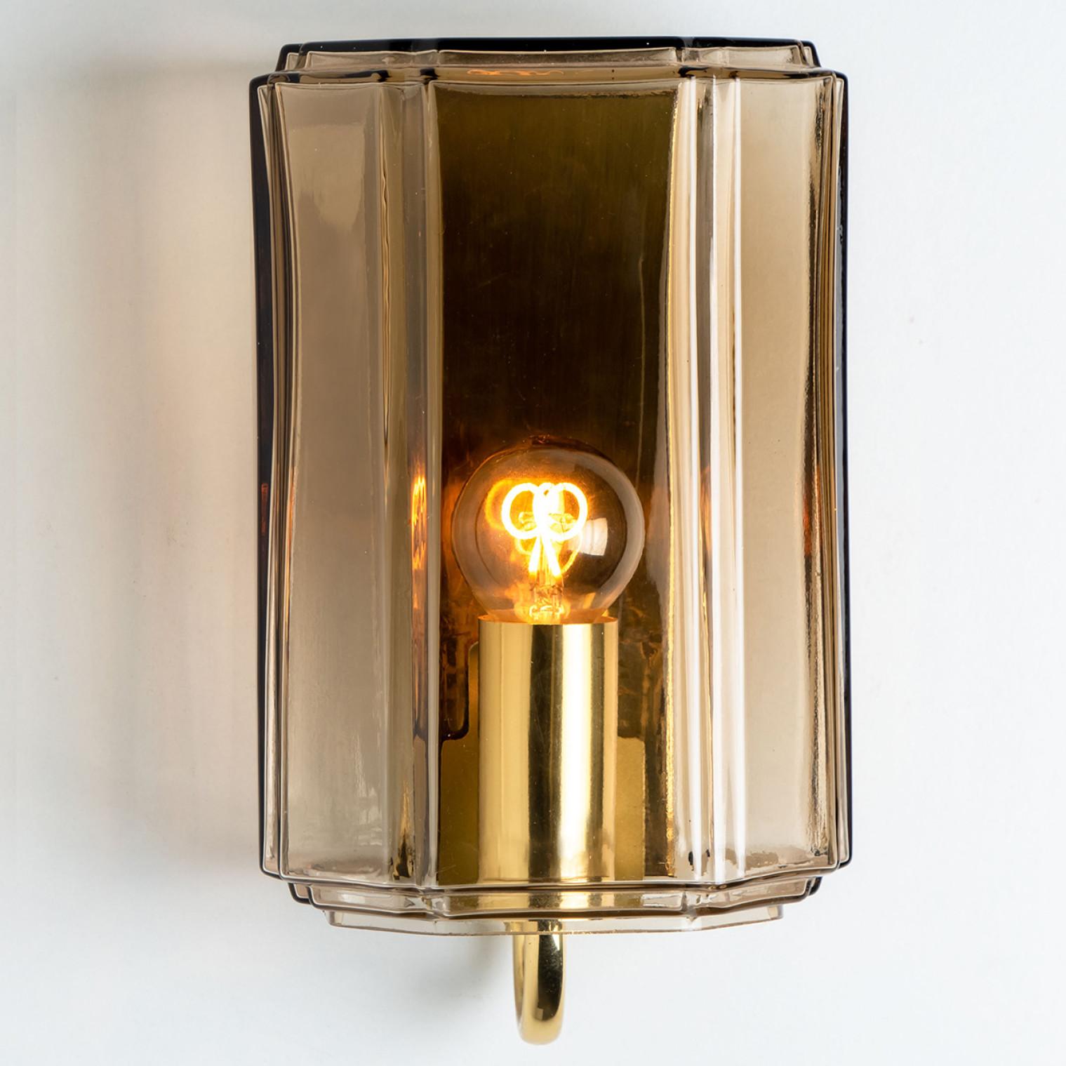 Several Smoked Glass Wall Lights Sconces by Glashütte Limburg, Germany, 1960 For Sale 8