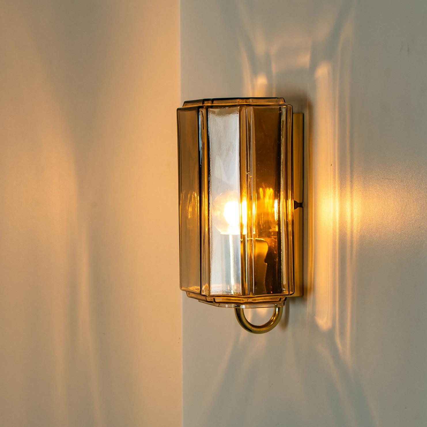 20th Century Several Smoked Glass Wall Lights Sconces by Glashütte Limburg, Germany, 1960 For Sale