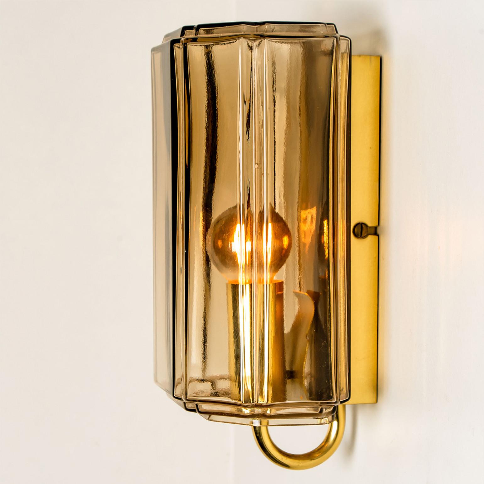 Several Smoked Glass Wall Lights Sconces by Glashütte Limburg, Germany, 1960 For Sale 2