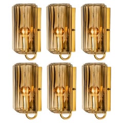 Several Smoked Glass Wall Lights Sconces by Glashütte Limburg, Germany, 1960