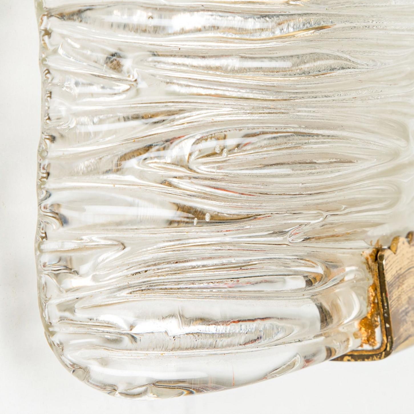 Several Solid Glass and Brass Wall Lights by J.T. Kalmar, 1960 For Sale 3