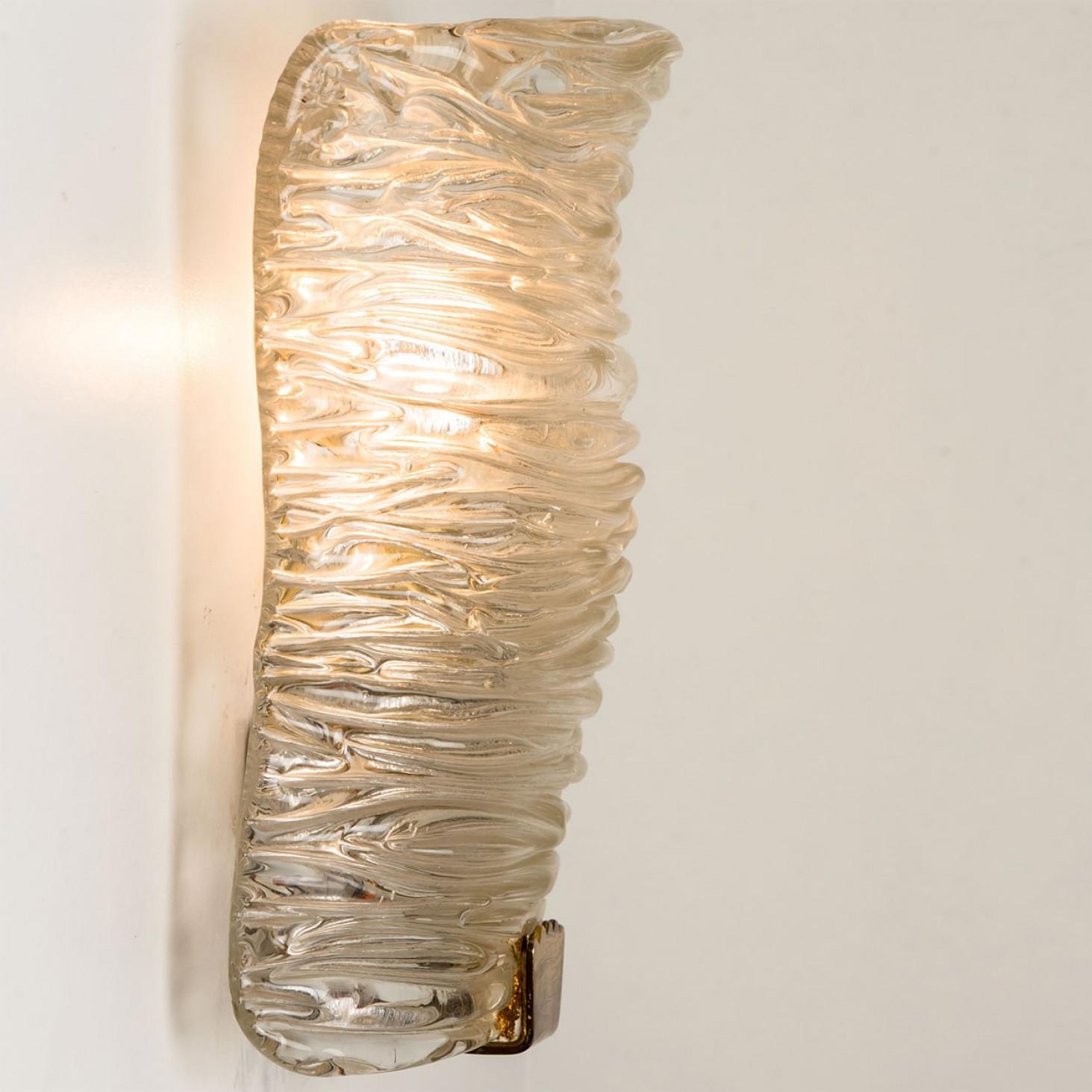 Several Solid Glass and Brass Wall Lights by J.T. Kalmar, 1960 For Sale 5