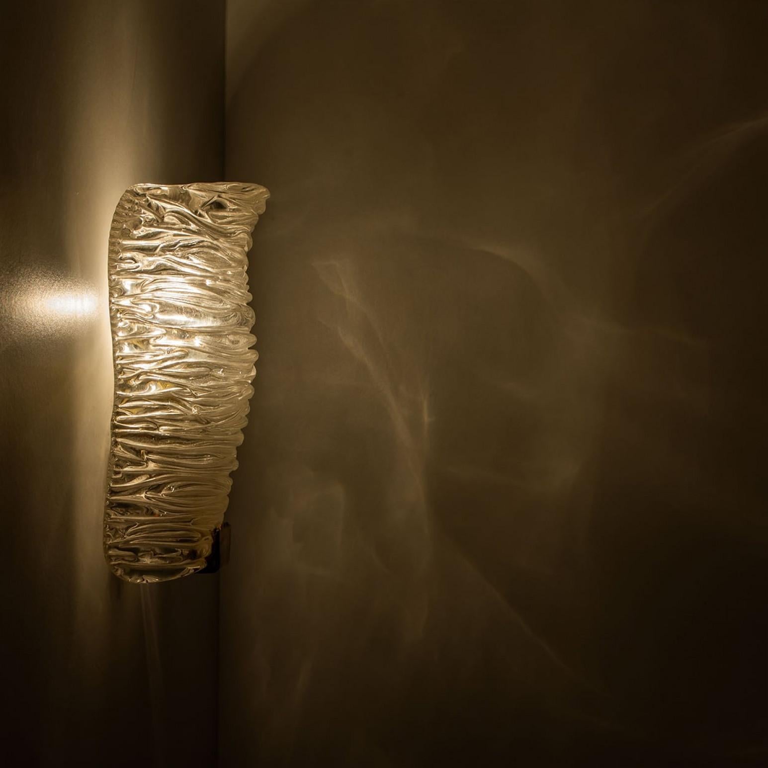 Several Solid Glass and Brass Wall Lights by J.T. Kalmar, 1960 For Sale 7