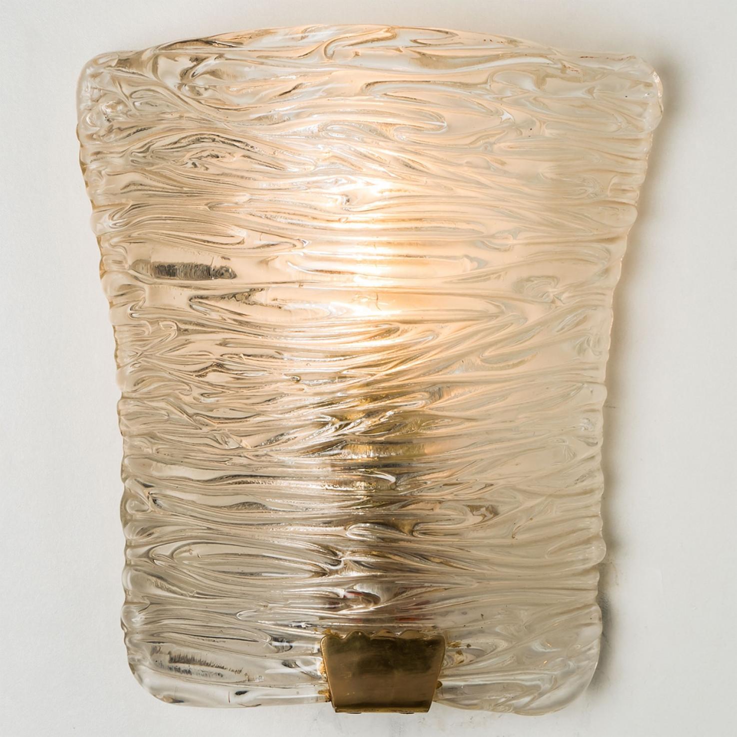 Several Solid Glass and Brass Wall Lights by J.T. Kalmar, 1960 For Sale 8