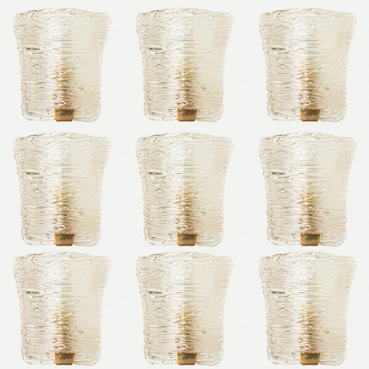 Several Solid Glass and Brass Wall Lights by J.T. Kalmar, 1960 Moderno de mediados de siglo en venta