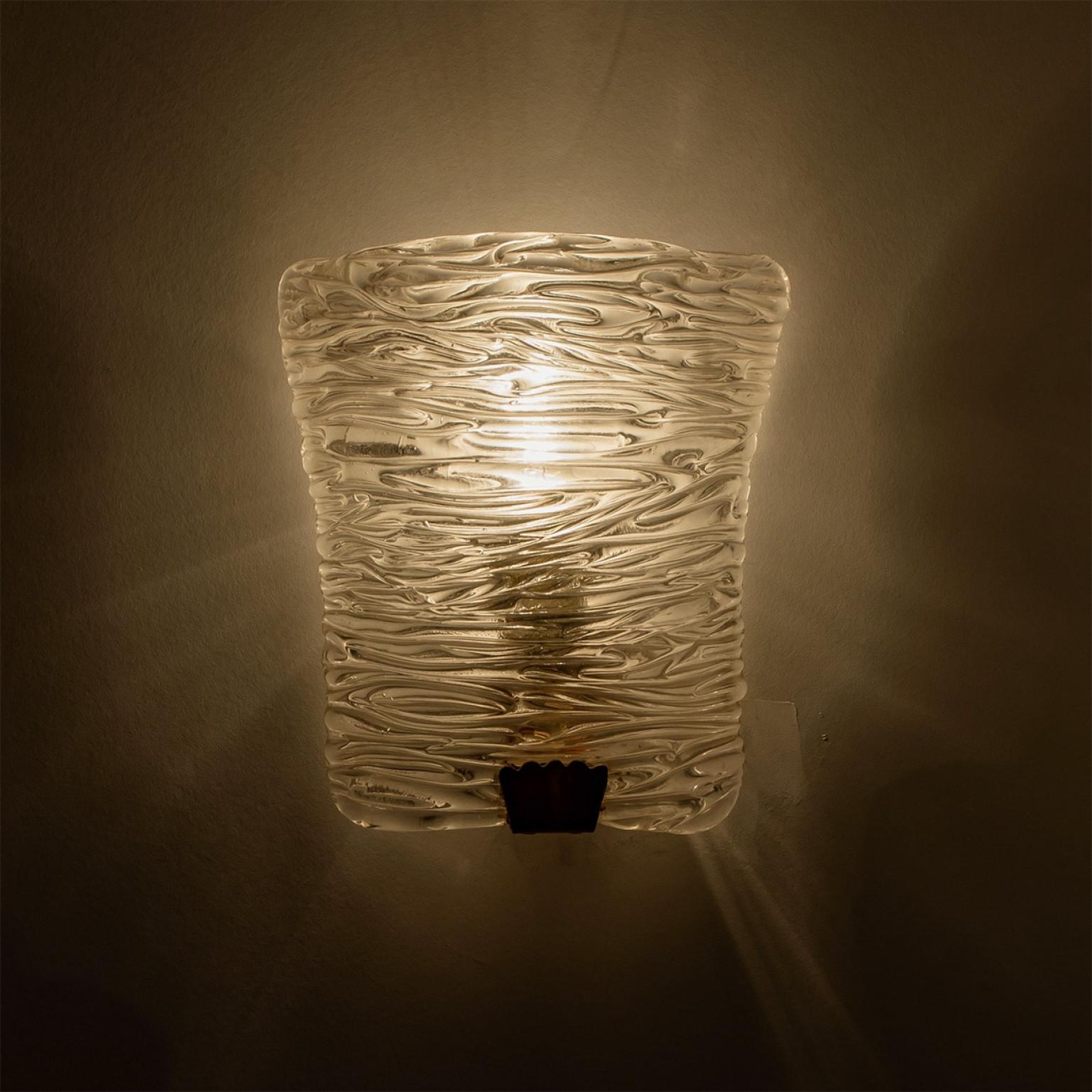 Several Solid Glass and Brass Wall Lights by J.T. Kalmar, 1960 Metal en venta