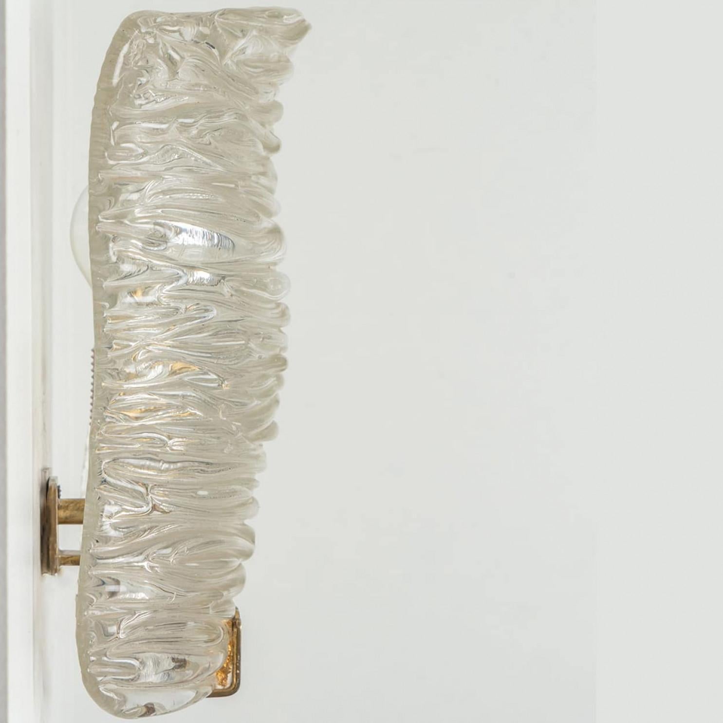 Several Solid Glass and Brass Wall Lights by J.T. Kalmar, 1960 For Sale 1