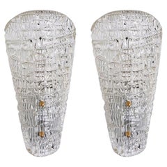 Several Solid Glass and Brass Wall Lights by J.T. Kalmar, 1960