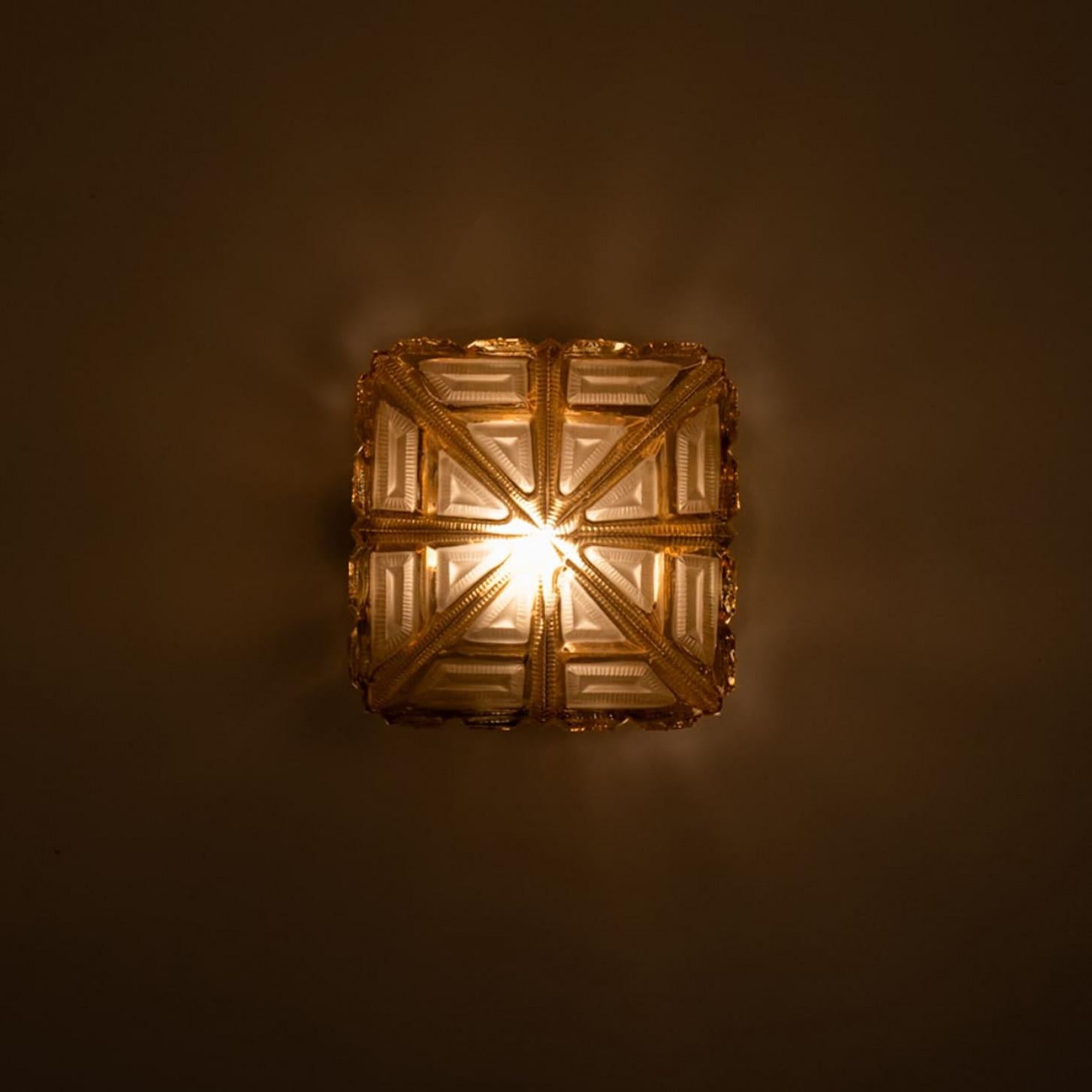 Several Square Amber Glass Flush Mounts in the Style of Tynell, 1960 For Sale 7