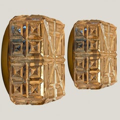 Several Square Amber Glass Flush Mounts in the Style of Tynell, 1960