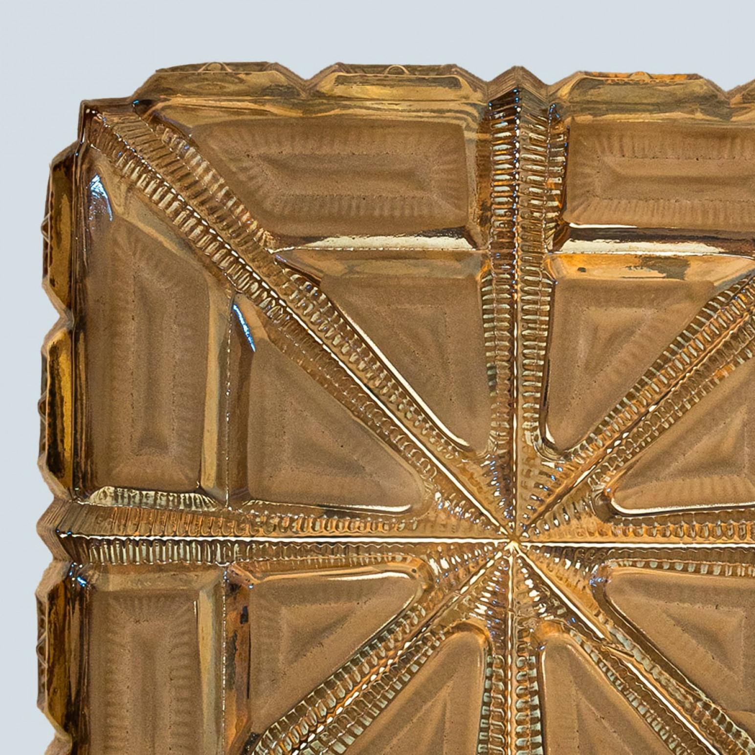 Allemand Plusieurs plafonniers carrés en verre ambré dans le style de Tynell, 1960 en vente