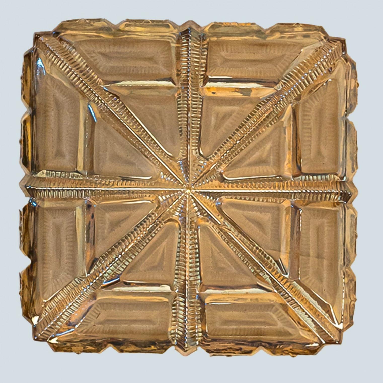 Varios empotrables cuadrados de vidrio ámbar al estilo de Tynell, 1960 Metal en venta