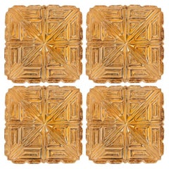 Diversi modelli quadrati di montatura da incasso in vetro ambrato nello stile di Tynell, 1960