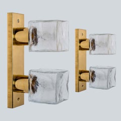 Several Square Ice Glass Wall Light / Flush Mount, Kalmar 1970s