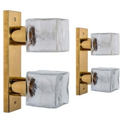 Several Square Ice Glass Wall Light / Flush Mount, Kalmar 1970s