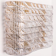 Several Square Organic Ribbed Glass Wall Lights, Italy