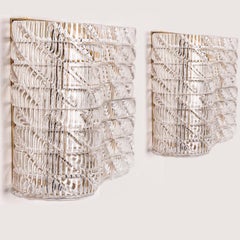 Several Square Wall Lights Ribbed Glass, Italy