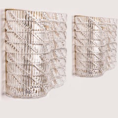 Several Square Wall Lights Ribbed Glass, Italy