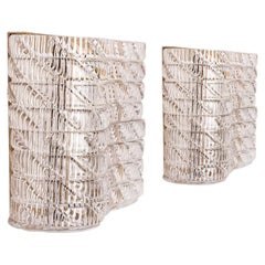 Several Square Wall Lights Ribbed Glass, Italy