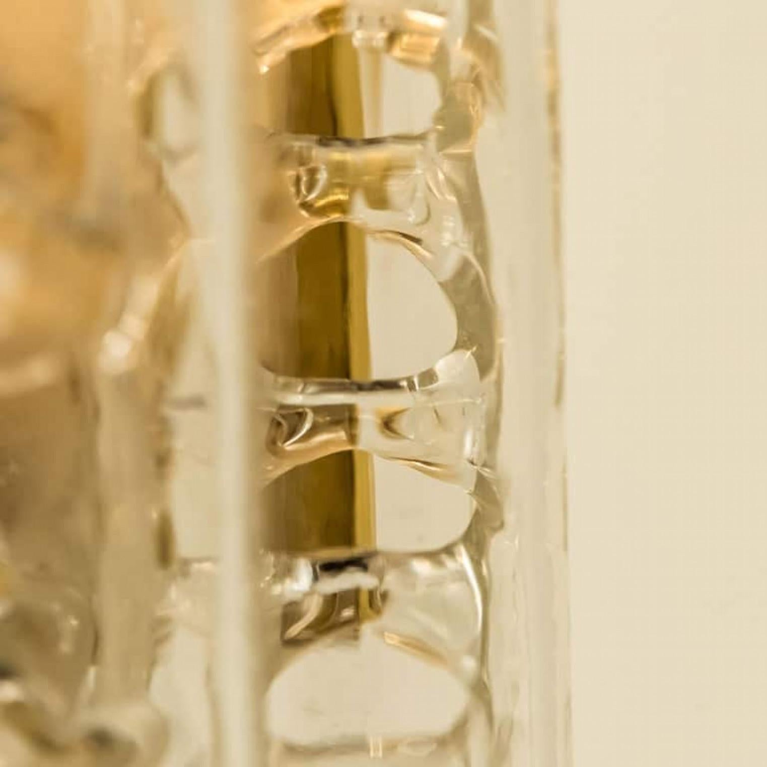 Several Structured Blown Glass and Brass Wall Sconces by Doria, 1960 For Sale 3