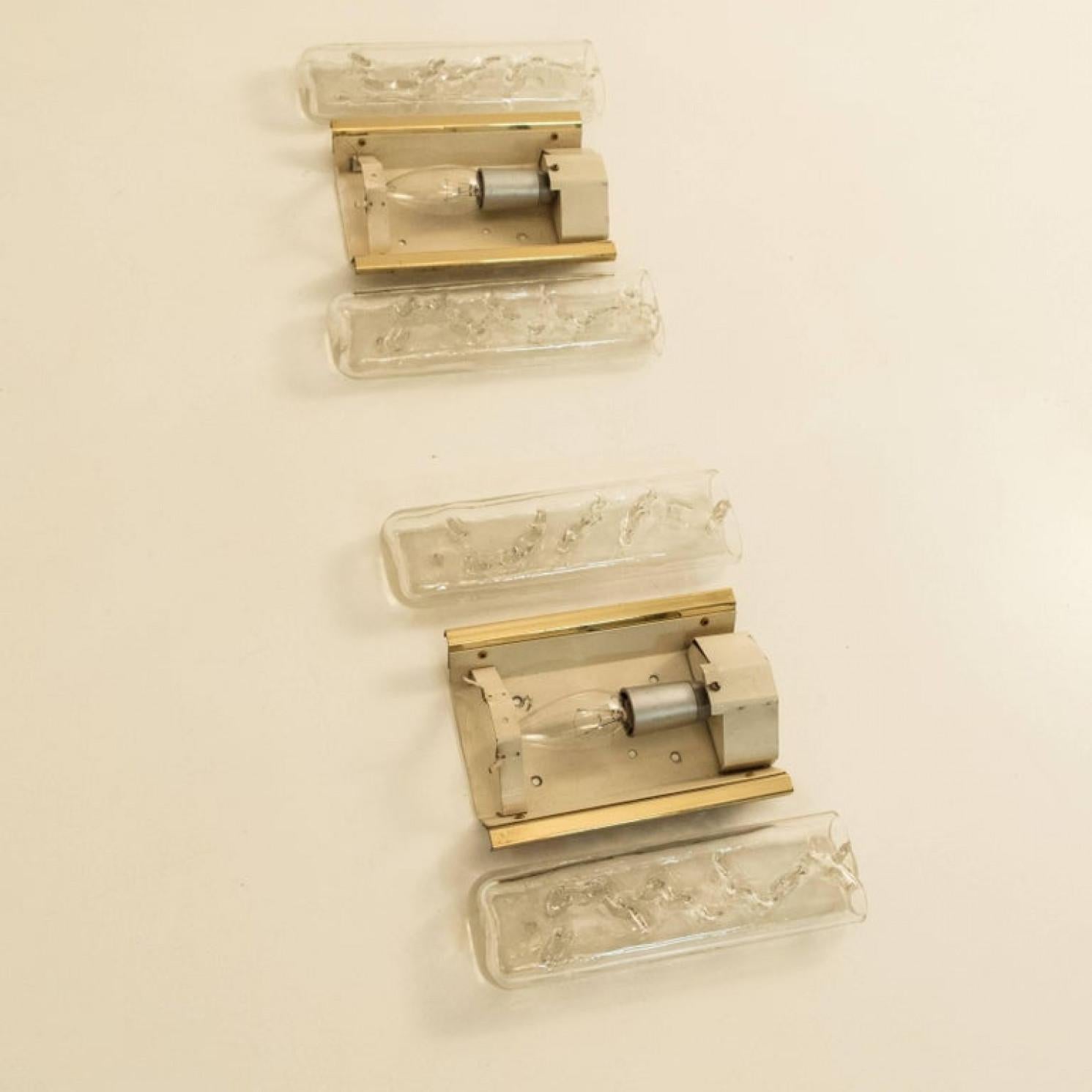 Mehrere strukturierte Wandleuchter aus geblasenem Glas und Messing von Doria, 1960 im Angebot 5