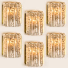 Several Structured Blown Glass and Brass Wall Sconces by Doria, 1960