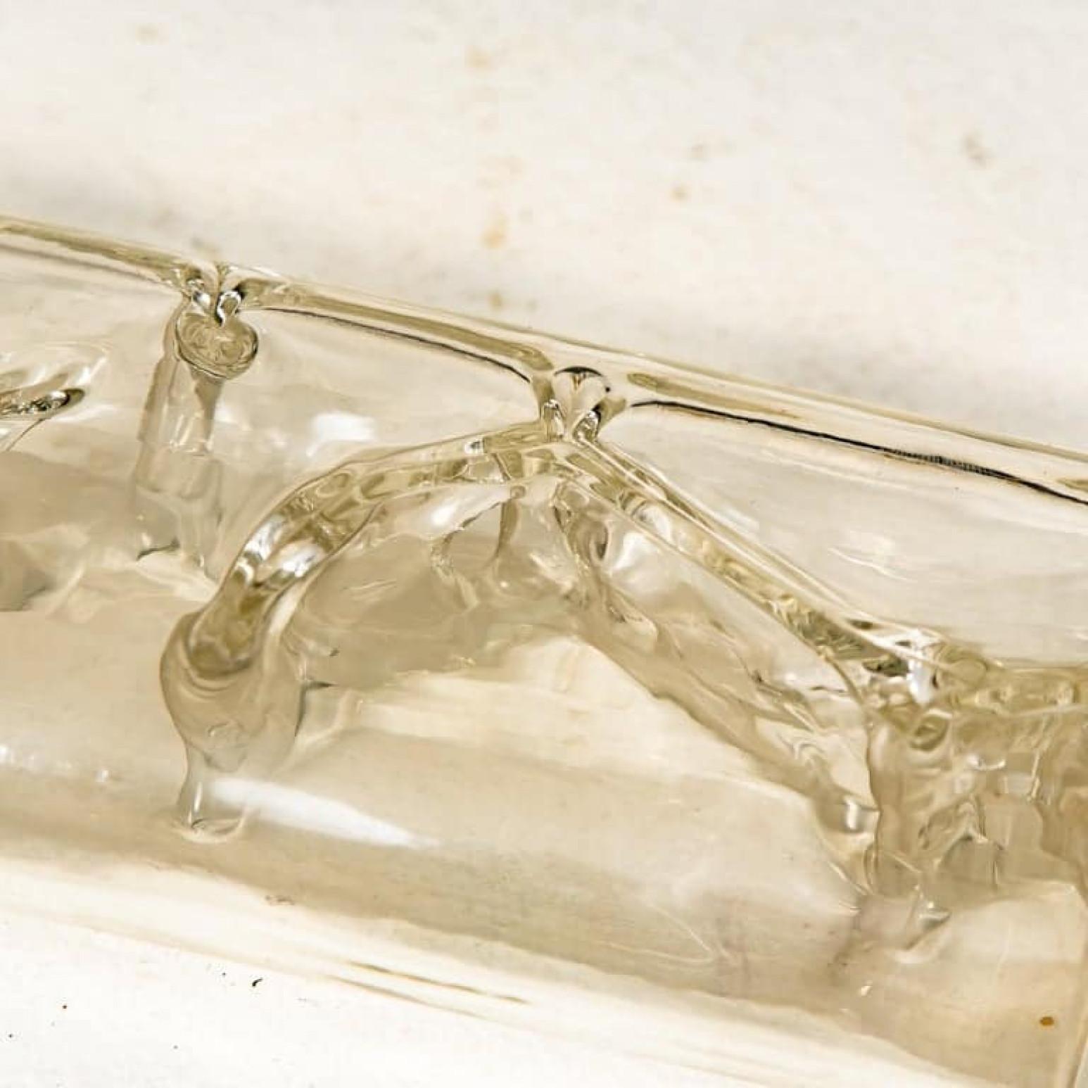 Several Structured Blown Glass and Brass Wall Sconces by Doria, 1960 In Good Condition For Sale In Rijssen, NL