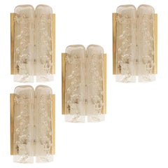 Several Structured Blown Glass and Brass Wall Sconces by Doria, 1960