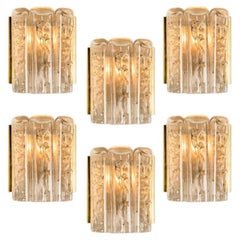 Several Structured Blown Glass and Brass Wall Sconces by Doria, 1960