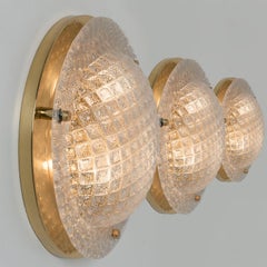 Several Structured Glass Flush Mounts Wall Lights, Germany 1970