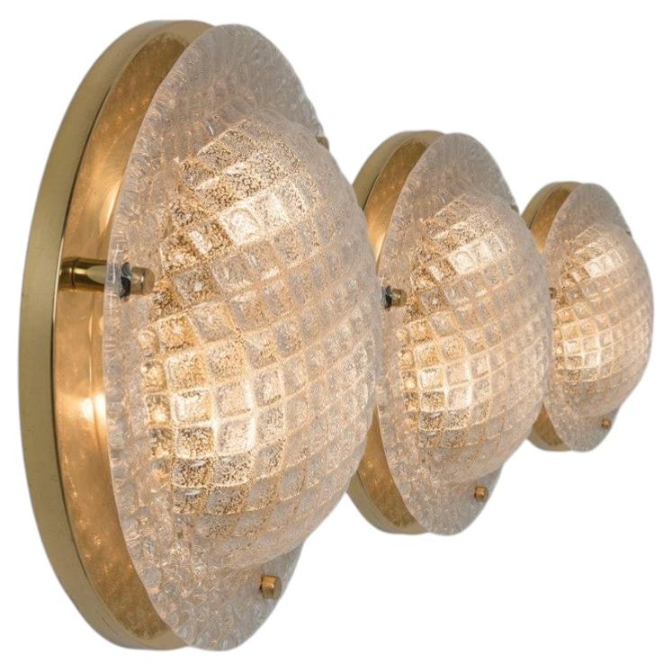 Several Structured Glass Flush Mounts Wall Lights, Germany 1970