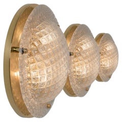 Several Structured Glass Flush Mounts Wall Lights, Germany 1970